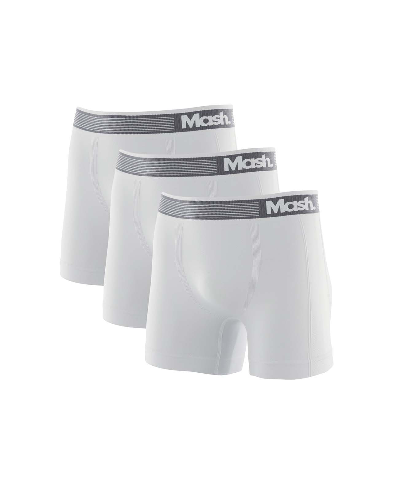 Kit 3 Cuecas Boxer Microfibra sem Costura Branco