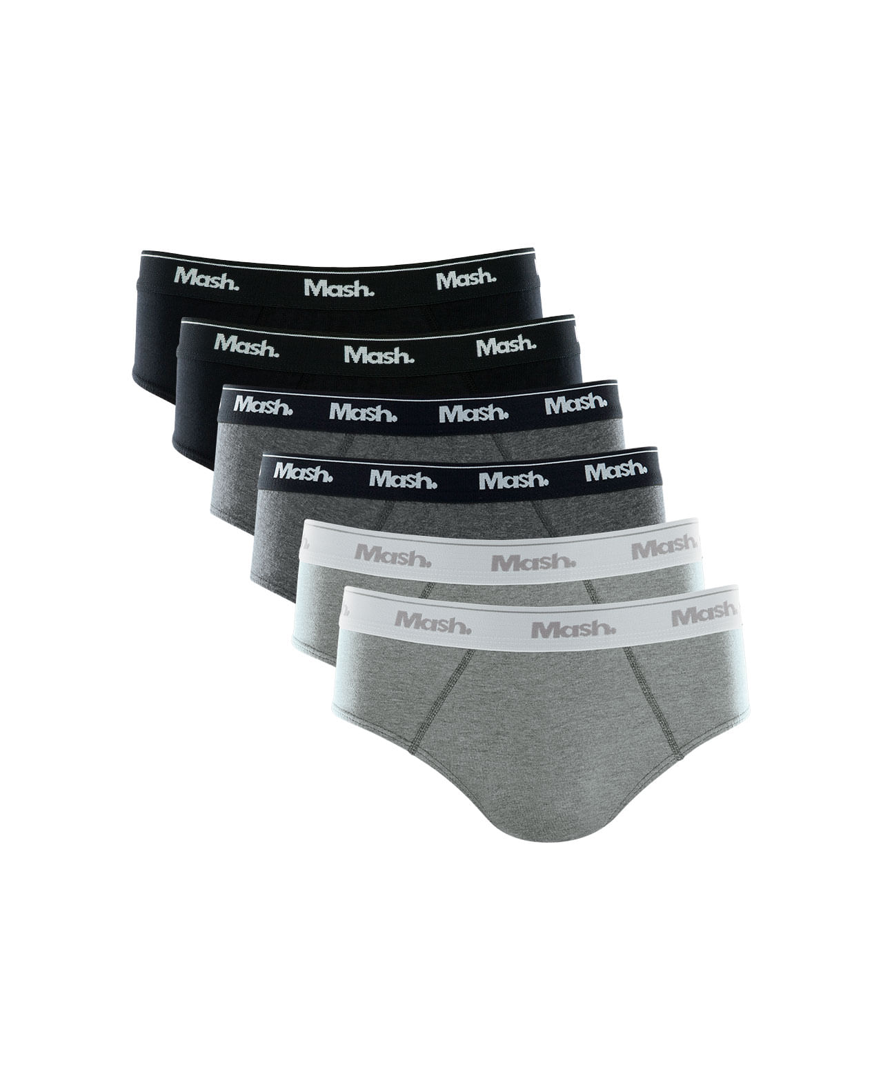 Kit 6 Cuecas Slip Algodão Cinza Mescla Escuro