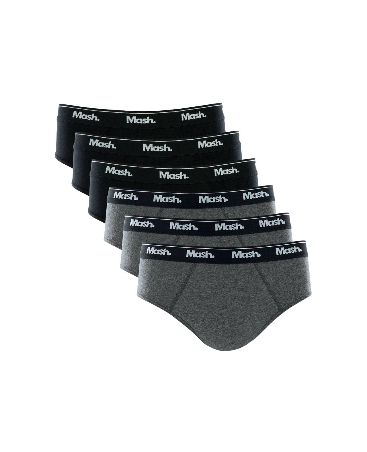 Kit 6 Cuecas Slip Algodão Preto