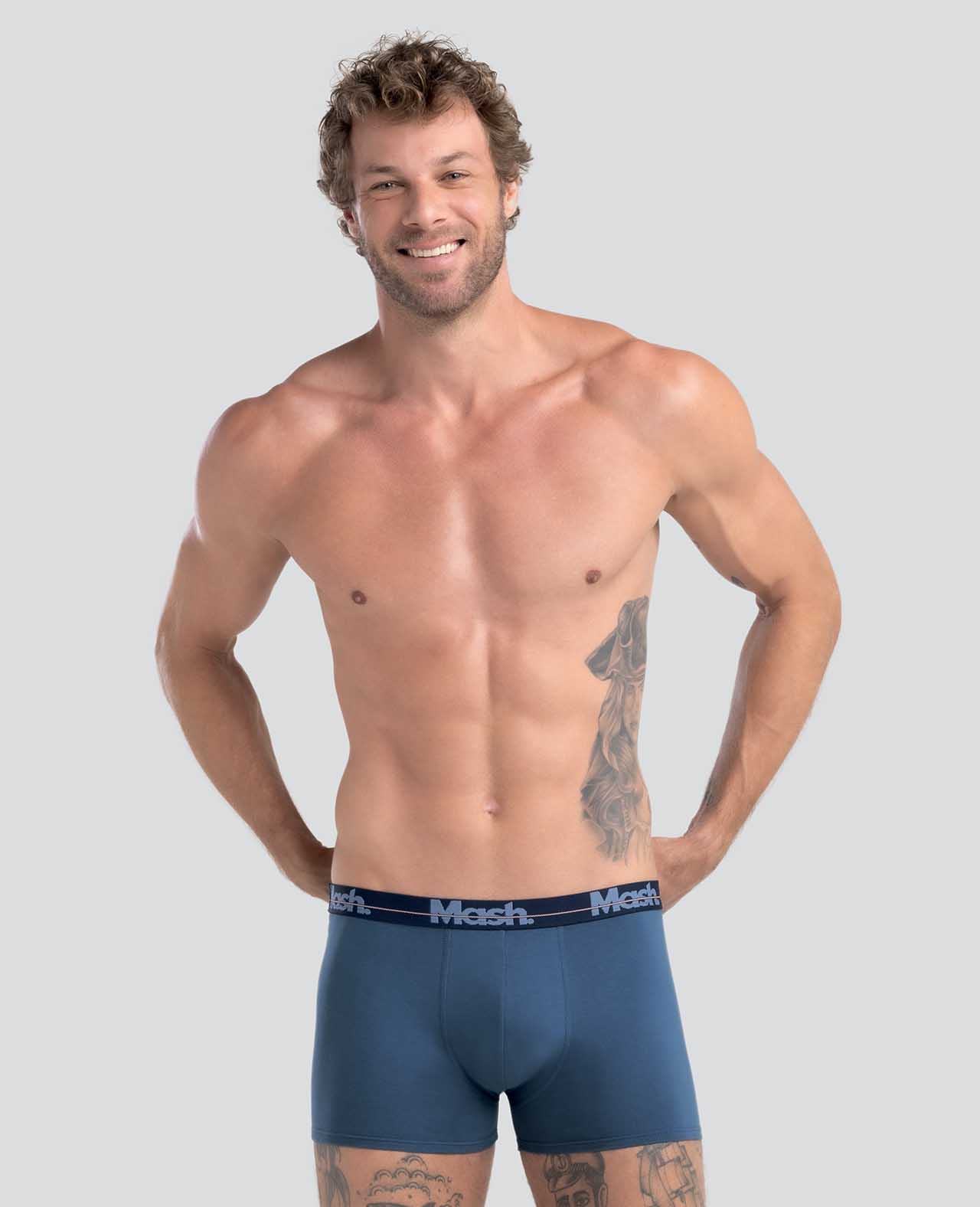 Cueca Boxer Cotton Azul Jeans Escuro