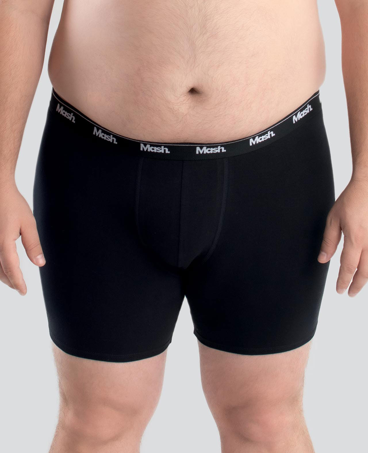 Cueca Boxer Longa Lisa Cotton Plus Size Preto