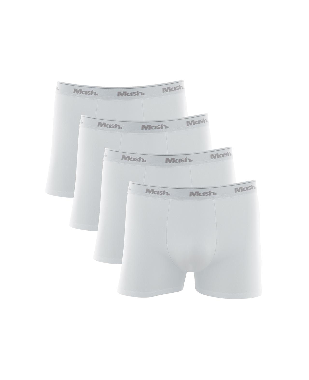 Kit 4 Cuecas Boxer Cotton Branco