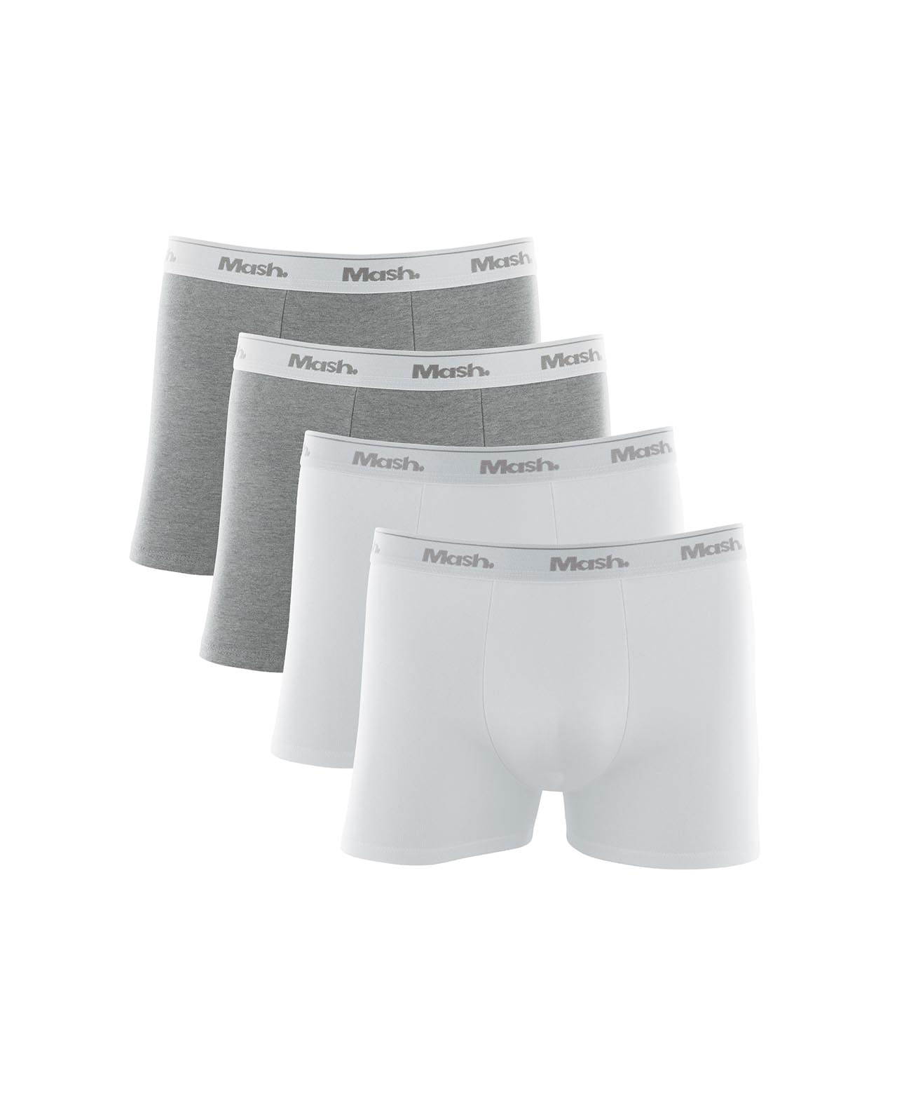 Kit 4 Cuecas Boxer Cotton Branco 01